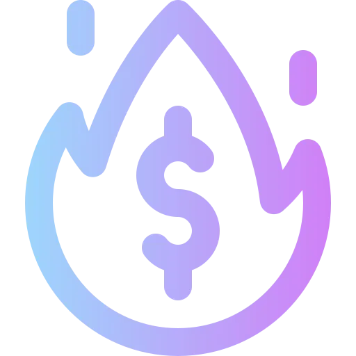 Flame and coin icon representing competitive pricing