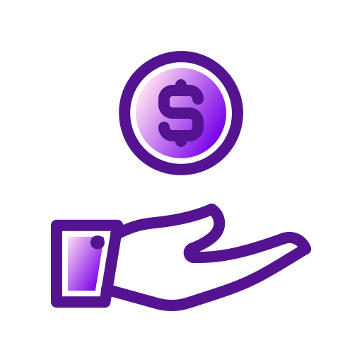 Open hand holding a coin, representing the service credit promise